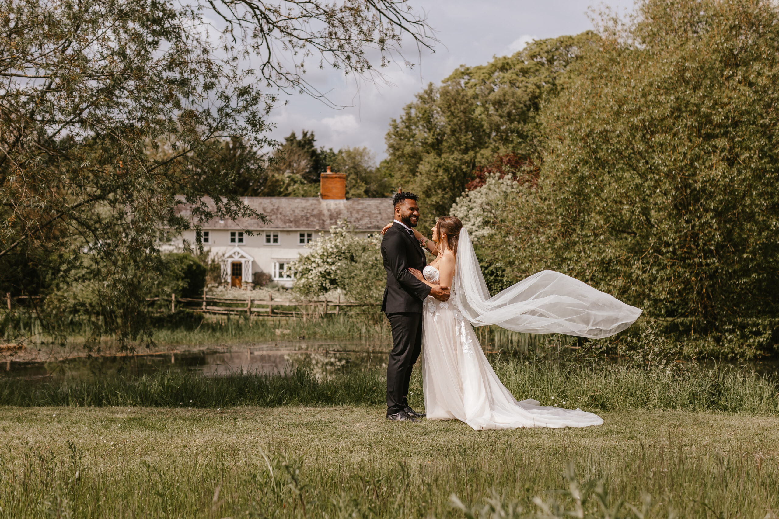 Couples portraits at a wedding venue in Suffolk