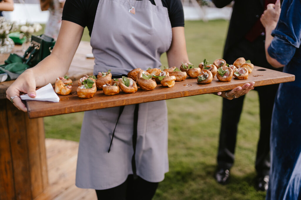Wedding catering at a private marquee wedding