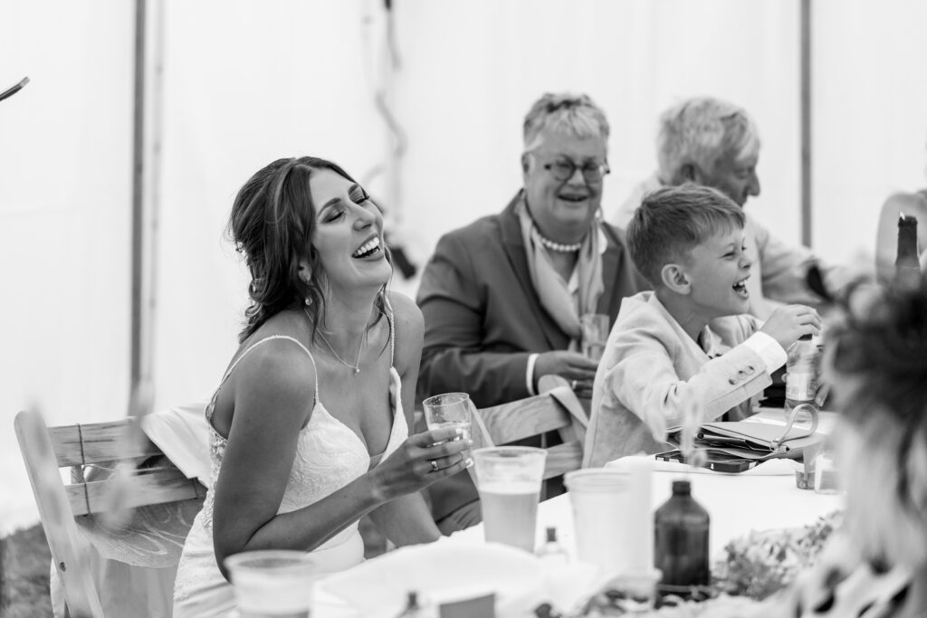 laughing bride speeches at wedding